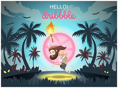Hello Wilson ball debut design forest hello dribbble illustration tom hanks tropics wilson