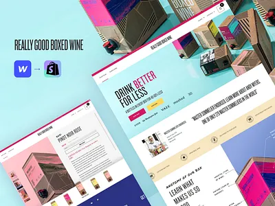 Reallygoodboxedwine.com redesign Sendero webflow --> shopify e commerce ecommerce online store packaging packaging design shopify store ui ux webflow wine wine design wine ui