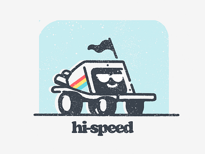 Hi-Speed ai apple artificial intelligence cute flag illustration mac macintosh pc personal computer procreate retro roadster