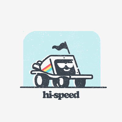 Hi-Speed ai apple artificial intelligence cute flag illustration mac macintosh pc personal computer procreate retro roadster