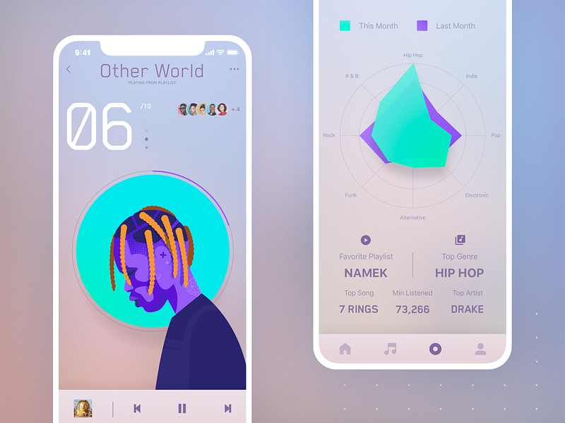 06 Travis illustration music music player playlist superbowl travis scott ui ux