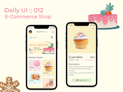 Daily UI : 012 | E-Commerce Shop 100 day challenge 100ui cake cupcake dailyui design e commerceshop ui ui challenge