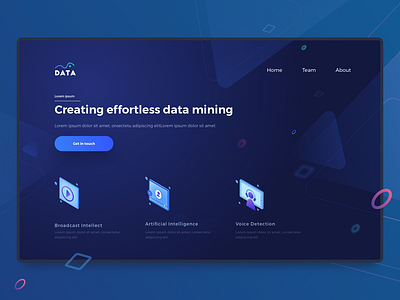 Data Landing Page app dark design dribbble flat design gradient icon illustration landing page minimal ui uidesign uiuxdesign vector web
