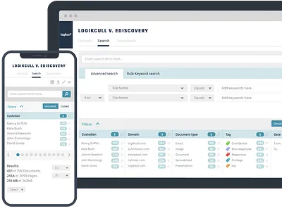 Logikcull software UI on apple devices app typography ui