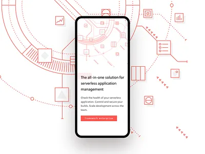 Serverless graphics on mobile black blog dynamic engineering futuristic illustration interface mobile motion red responsive scheme schemes sci fi serverless startup tool ui visual white