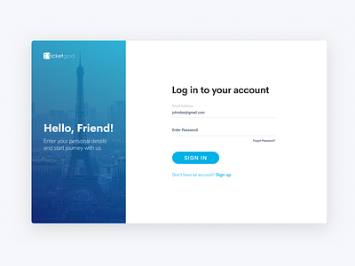 Ticketgod Sign In Page app branding design. flat logo minimal typography ui ux web website