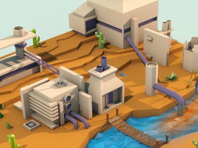 3d factory "low poly" style V2 3d 3d scene cinema 4d fabric game isometric kids low poly palette terrain
