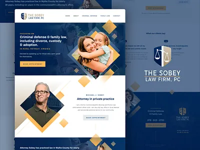 Sobey Law Website attorney blue clean clean website colorful design diagonal diamonds gradient homepage law patterns shapes stripes web design website yellow