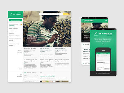 Client work - BNP Paribas browser editorial mobile responsible web