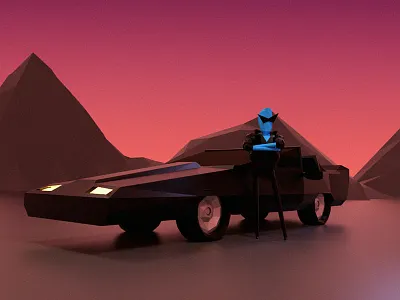 Outrun 3d 80s blender geometric scifi