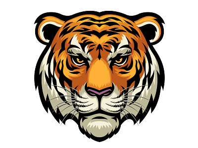 Vectorstock 21420318 2d adobe brand branding face flat head illustration logo logo animal mascot team tiger vector vectorstock wild zoo