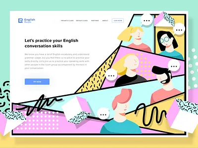 English Room Header design header illustration ui vector web website