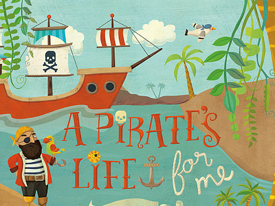 Pirate magnetic playset cover childrens book childrens book illustration childrens illustration kid lit art kids market pirates toy packaging tropical