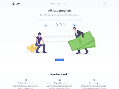 curv.io - Affiliate program page affiliate affiliate marketing affiliate program app flat design illustration saas saas landing page vector