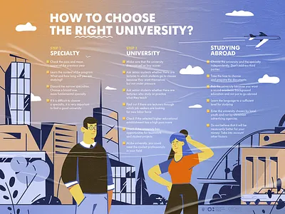 How To Choose The Right University? billboard characters editorial education illustration placard poster print school student studying university
