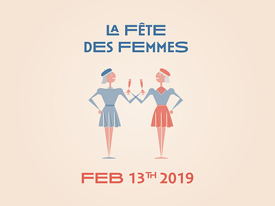 Galentine's Day at Le Politique cheers design female designers french girls galentines illustration type visual design women