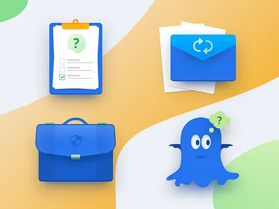 Icon Set bage email envelope ghost party icon a day icon set illustration office bag office icons questionnare sketch