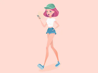Vectorstock 12380614 cartoon design girl graphic design hipster illustration iphone kid phone social media vector vectorstock walking young