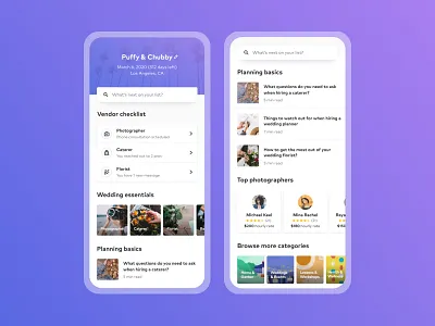 Wedding Explore Experience app cards carousel checklist clean illustrations interface ios list minimal mobile search tasks to do to do tool ui ux visual