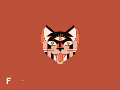 Fe-line animal cat eyes feline geometric graphic head line minimalistic orange pop shapes third eye