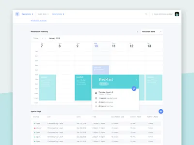 Wisely Reservation Inventory builder calendar editor layers platform reservation restaurant schedule splash ui ux web