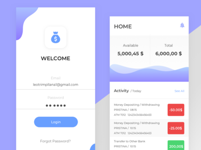Bank Wallet app clean design dribbble mobile ui user experience user interface ux