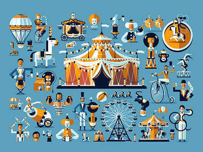 Vectorstock 3598279 acts balloon carnival flyer circus clown elephant event ferris wheel horse illustration lion logo retro show tent vector vectorstock
