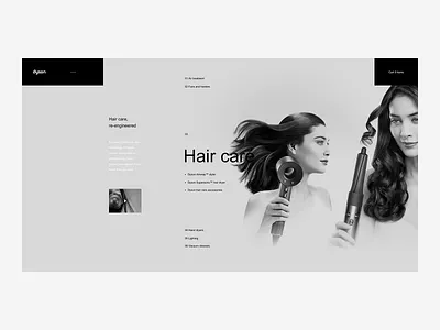 Dyson Products Landing Page - Desktop Website british design ecommerce minimal minimalism premium product shop tech ui ux web