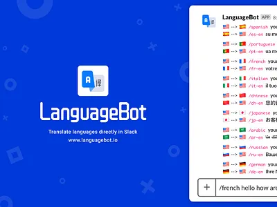 LanguageBot - Language Translation for Slack Teams app app branding bot chat design womb language translation languages machine learning slack