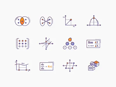 Maths Icons #1 brewex education gradient icon icon design icon set iconography icons illustrations maths science