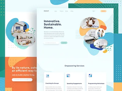 Rakat Cohousing Website airbnb cohousing dashboard home illustration landing page minimal property rent website