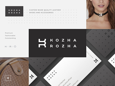 Kozha Rozha branding identity accessories bag branding business card creative designer fashion guideline identity leather logo logobook minimal monogram pattern shoes sign strategy style guide brandbook typography