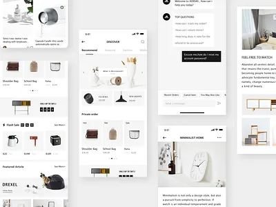 MUSETY App app art article banner black and white clean concise design discover flash sale home kit message minimalism mobile app shopping ui