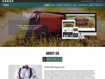 Hogas - PSD Template adobe photoshop branding design icon illustration psd template typography vector website