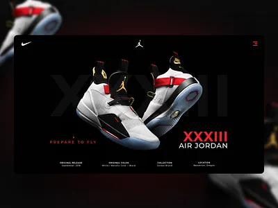 XXXIII AIR JORDAN airjordan clean concept design jordan landing design nike shoes ux designer website