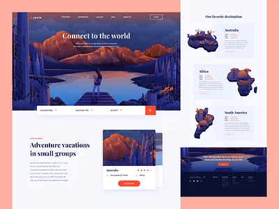 ADVTR Homepage adventure branding campaign design flat graphic header homepage illustration marketing onboarding trip vector website