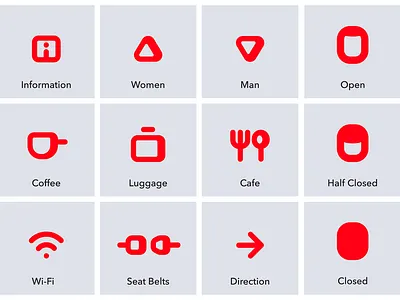 Airline Globeair Icons airline cafe clean icons illustrator cc information luggage open seatbelts tourism vector wifi