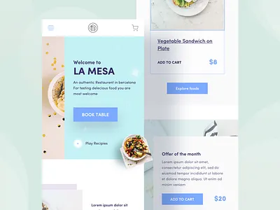 Responsive 02 (Responsive Restaurant 03) blue color creative design landing page minimal mobile responsive user interface web web design whitespace