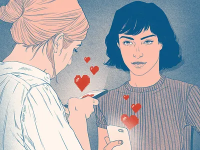 Would You Rather character digital editorial folioart heart illustration love portrait sarah maxwell technology valentines