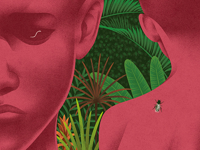 Parasite digital editorial folioart illustration journal kouzou sakai medicine research science texture