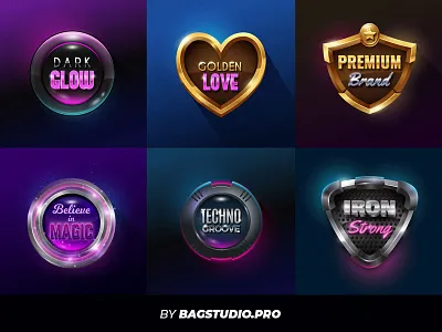 Vector 3d Badges Collection Vol2 badges editable gold golden illustrator iron metal realistic shield shiny vector