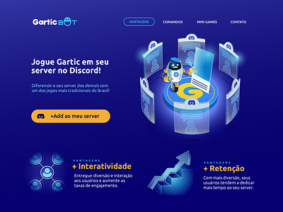 Gartic Bot - Landing Page app design discord flat gradient illustration ios landing page robot ui ux vector website