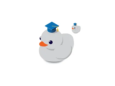 Grad Duck 2d 3d animal branding character design duck grad graphic design icon illustration isometric rubber school student tech ui vector