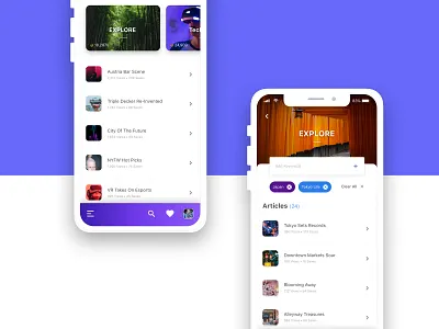 News Articles animation app article cards design feed interface mobile news post product design sketch travel ui ui design ux design