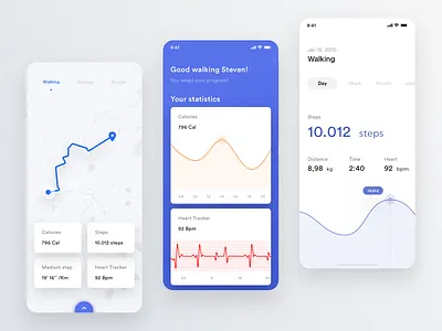 Health - Activity & Statistics activity activity tracker analytics fitness graphs heart ios minimal sport statistics steps white