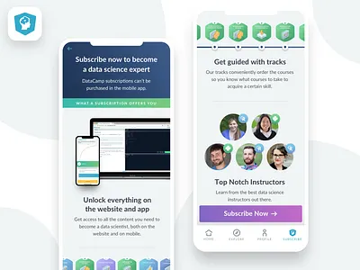 Subscribe to DataCamp datacamp datascience mobile app python r ui ux