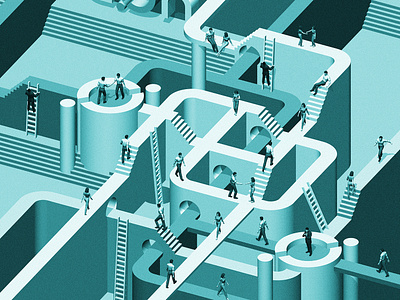 Icon World 3d cryptocurrency cyan icon illustration impossible fugure people road space walk