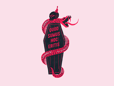 Snake & Coffin 2d character design illustration red skull snake tattoo texture type typogaphy