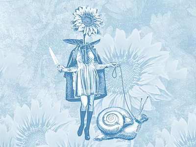Sunflower Woman art blue composite photoshop photoshop art snail sunflower woman