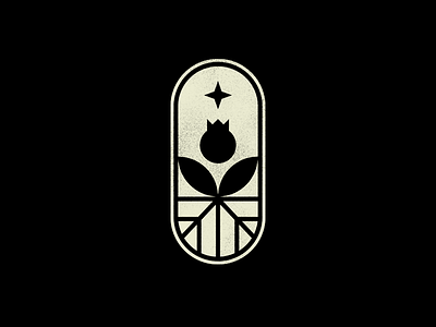 Tulip flower logo monochrome plant roots